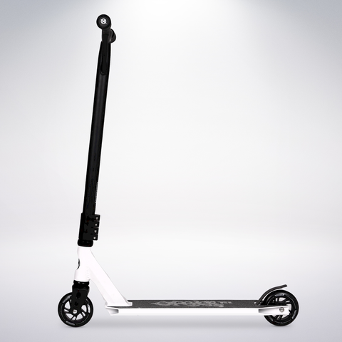 EXOOTER T3WT Trick Scooter With 110mm Aluminum Core Wheels In White.