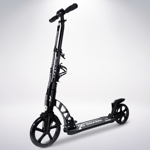 EXOOTER M1950BK 8XL Adult Kick Scooter With Dual Suspension Shocks And 240mm/200mm Wheels In Black.