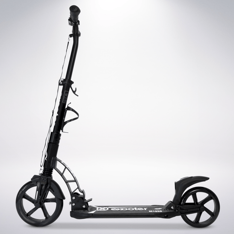 EXOOTER M1950BK 8XL Adult Kick Scooter With Dual Suspension Shocks And 240mm/200mm Wheels In Black.