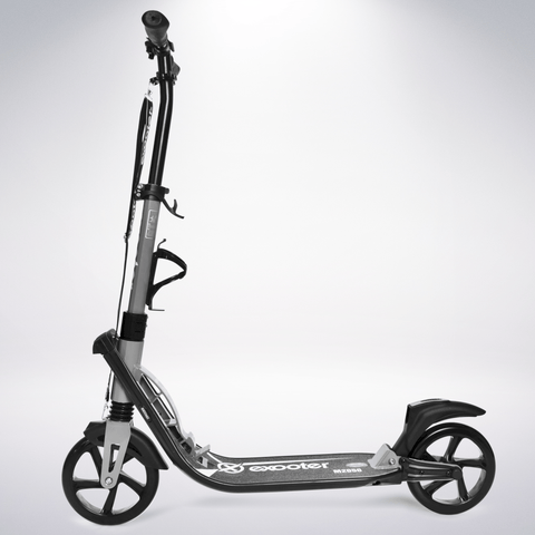EXOOTER M2050GR 9XL Adult Cruiser Scooter With Dual Suspension Shocks And 200mm Wheels In Gray.