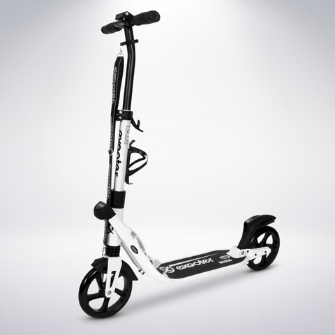 EXOOTER M2050WT 9XL Adult Cruiser Scooter With Dual Suspension Shocks And 200mm Wheels In White.