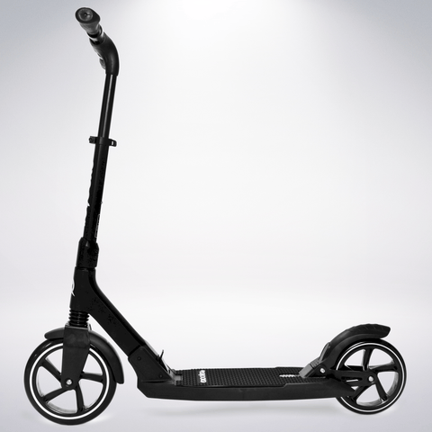 EXOOTER M7 Adult Kick Scooter With Dual Suspension Shocks And 240mm/200mm Big Wheels In Black.